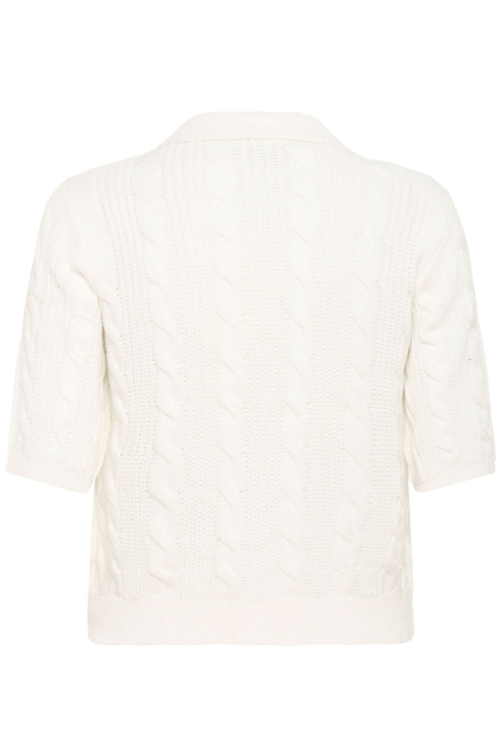 Derrière du Cardigan Blair en maille torsadée avec coupe ajustée et col polo élégant, manches courtes et fermeture boutonnée.