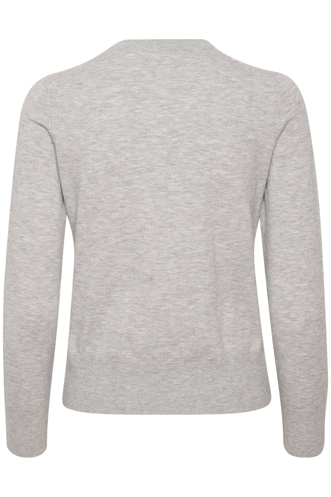 Cardigan Kellsie gris chiné, vue arrière, maille douce et légère, coupe ajustée.