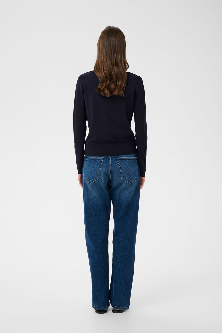 Miko Fine-Knit Button-Down Cardigan with Polo Neck