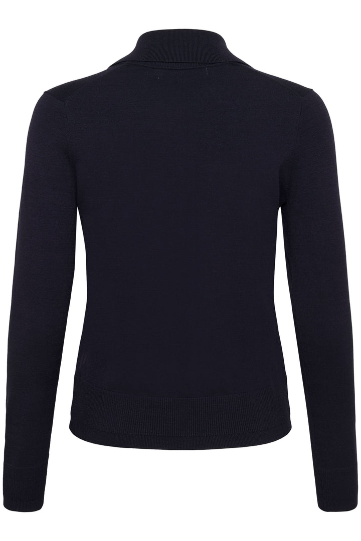 Miko Fine-Knit Button-Down Cardigan with Polo Neck