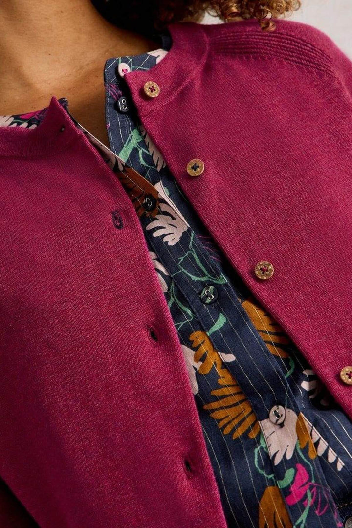 Cardigan boutonné coton à col rond