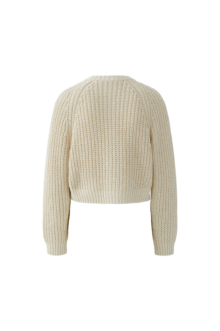 Vue arrière du cardigan en maille boutonné avec texture tricotée et manches longues.