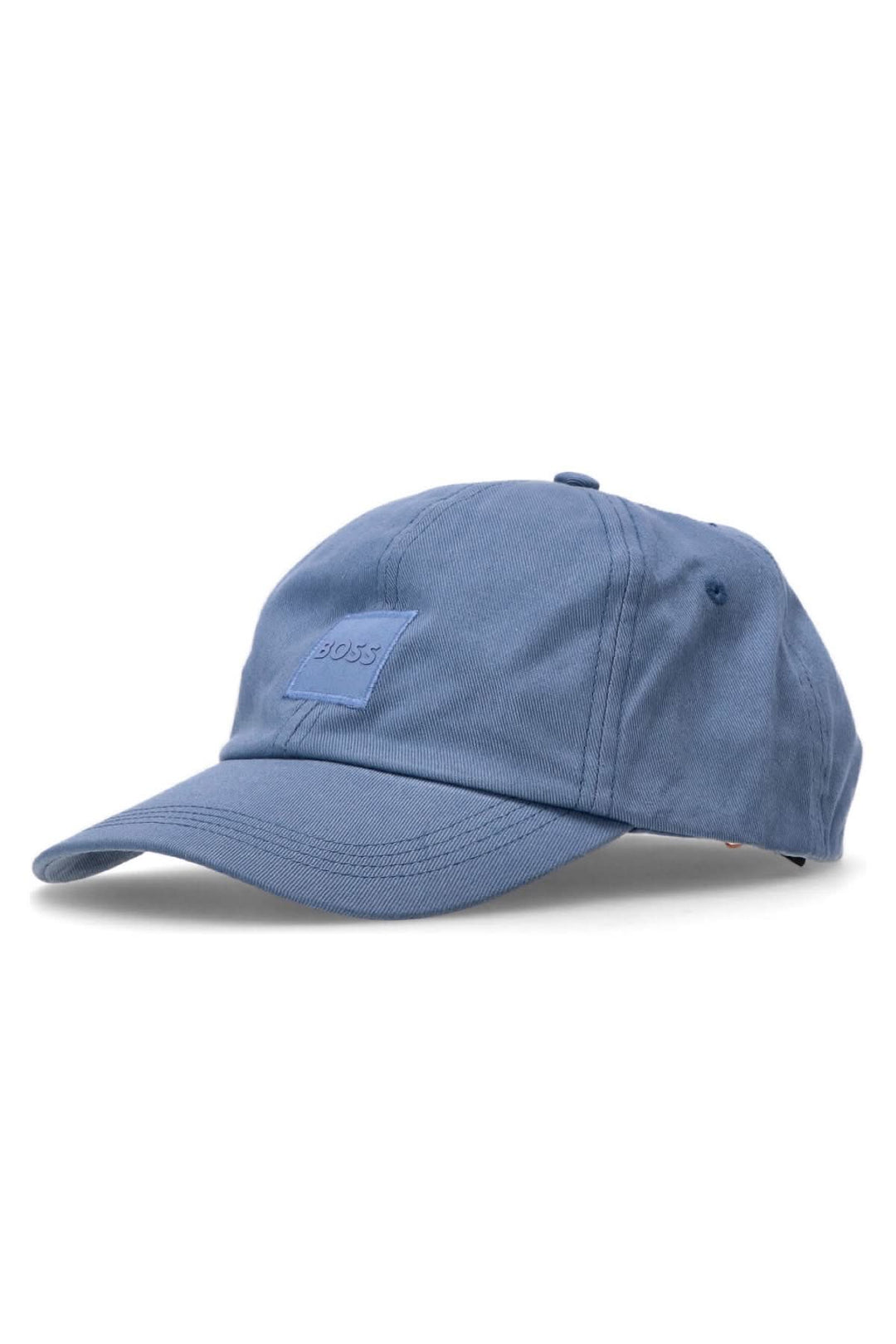 Casquette BOSS bleu en coton, visière courbée, logo discret en relief, style décontracté.