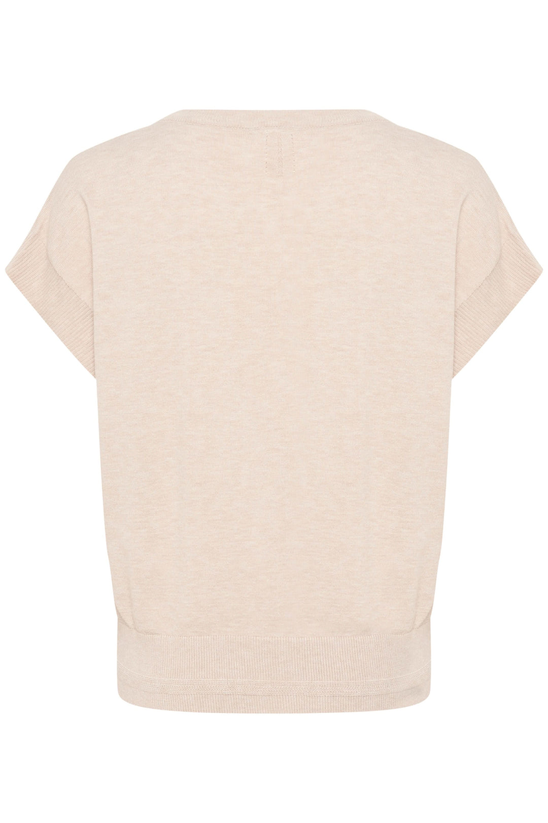 Chandail Dela beige sans manches, style décontracté avec encolure dégagée et coupe ample, parfait pour la superposition.