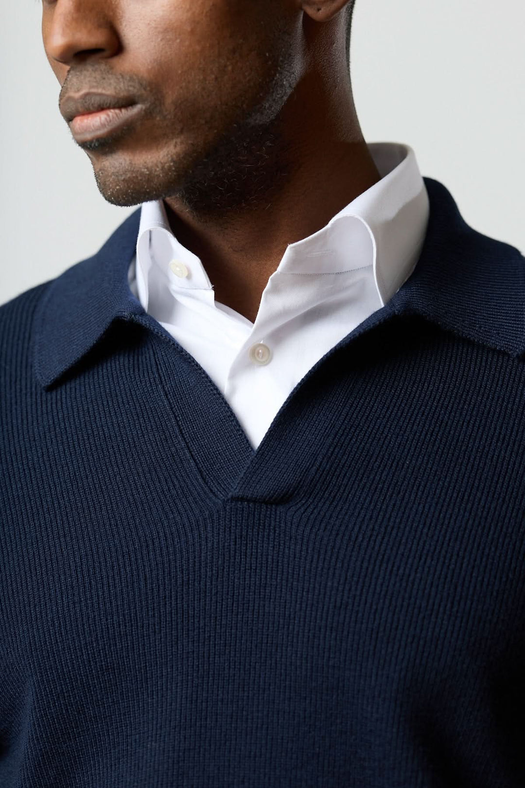 Structured knit polo neck sweater