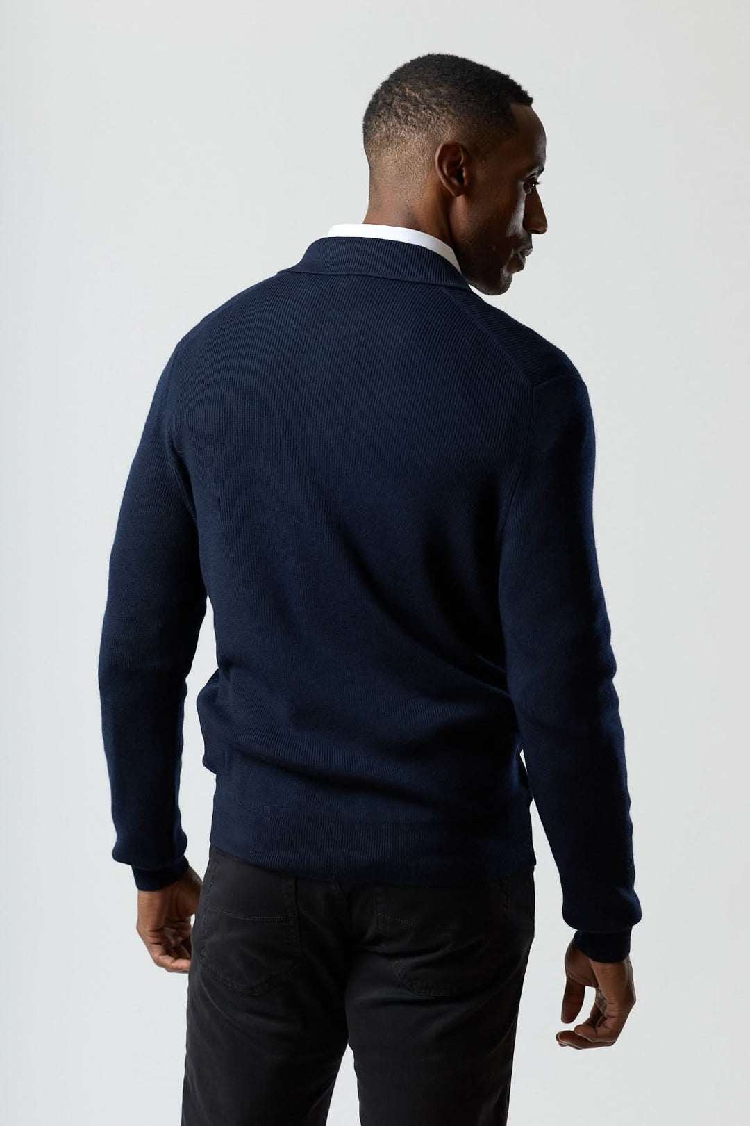 Structured knit polo neck sweater