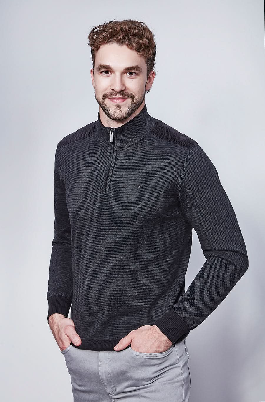 Fine knit half-zip sweater