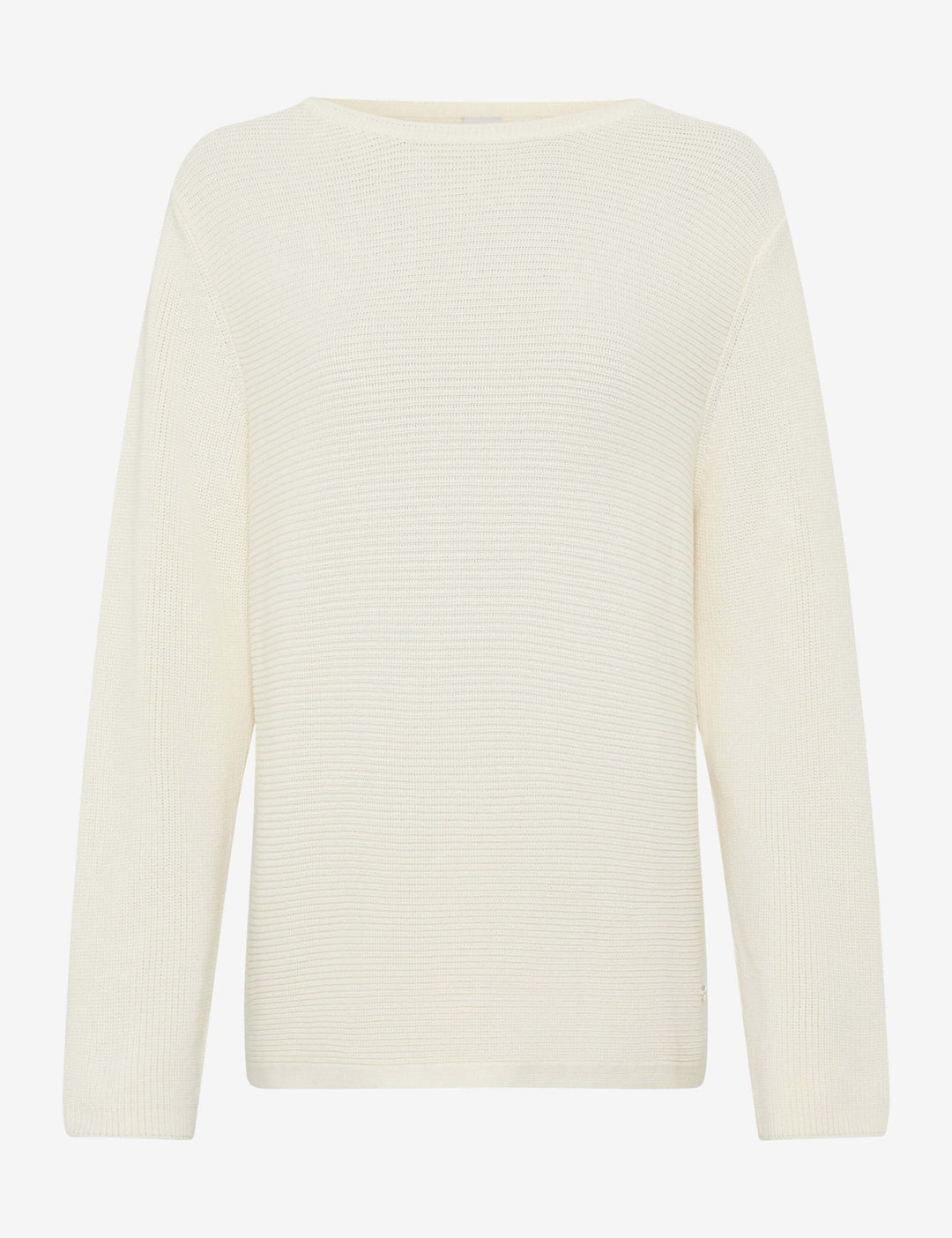 Chandail en maille texturée LESLEY à manches longues, coupe droite, col bateau et fentes à l'ourlet, idéal pour un style moderne et décontracté.