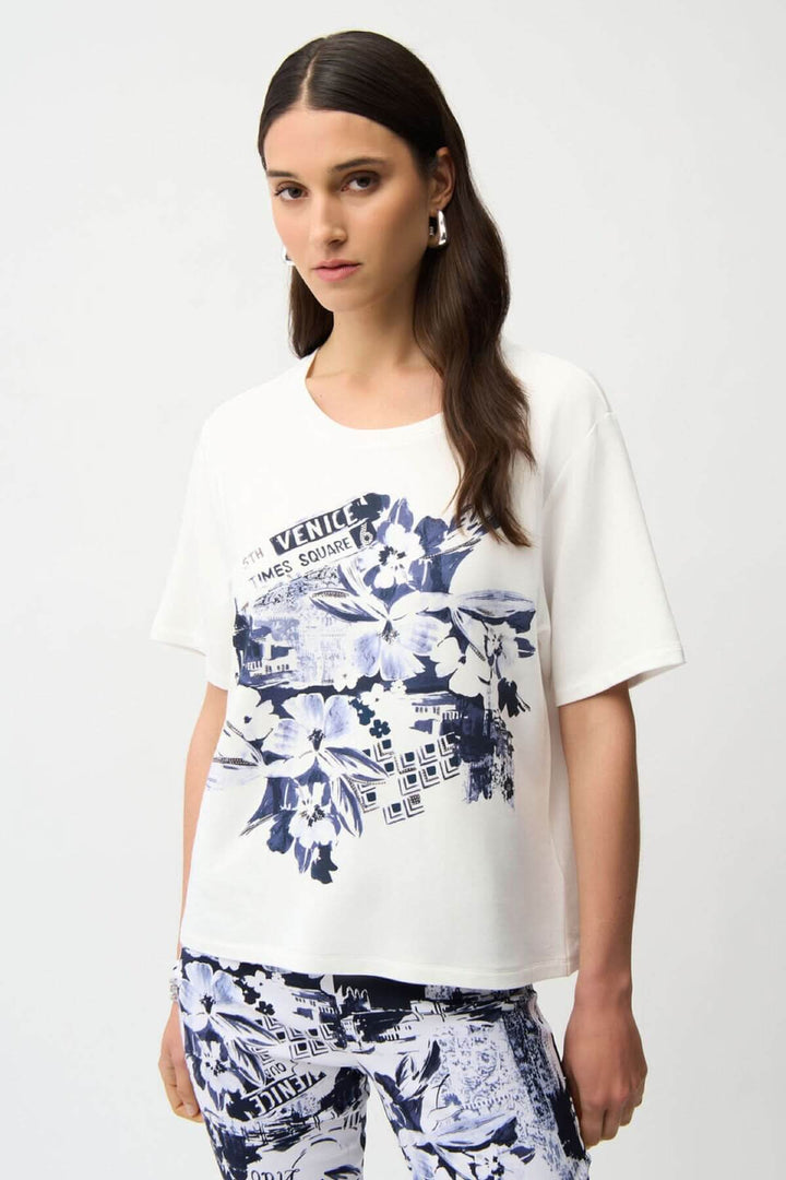 Chandail imprimé avec coupe décontractée et imprimé artistique floral pour un look moderne et confortable.