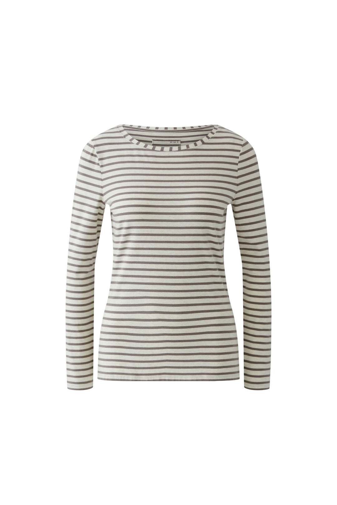 Chandail à manches longues Sumiko à rayures horizontales, coupe ajustée et tissu confortable pour une allure intemporelle.