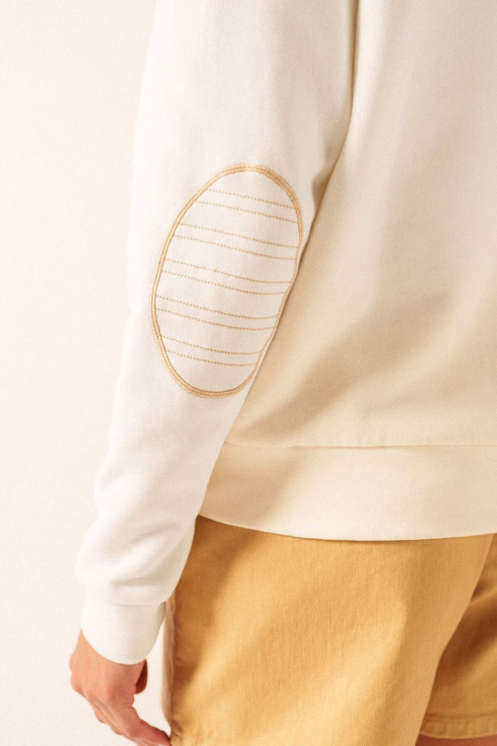 Chandail molletonné LOU avec coudière surpiquée contrastante, parfait pour un style sport-chic et décontracté.