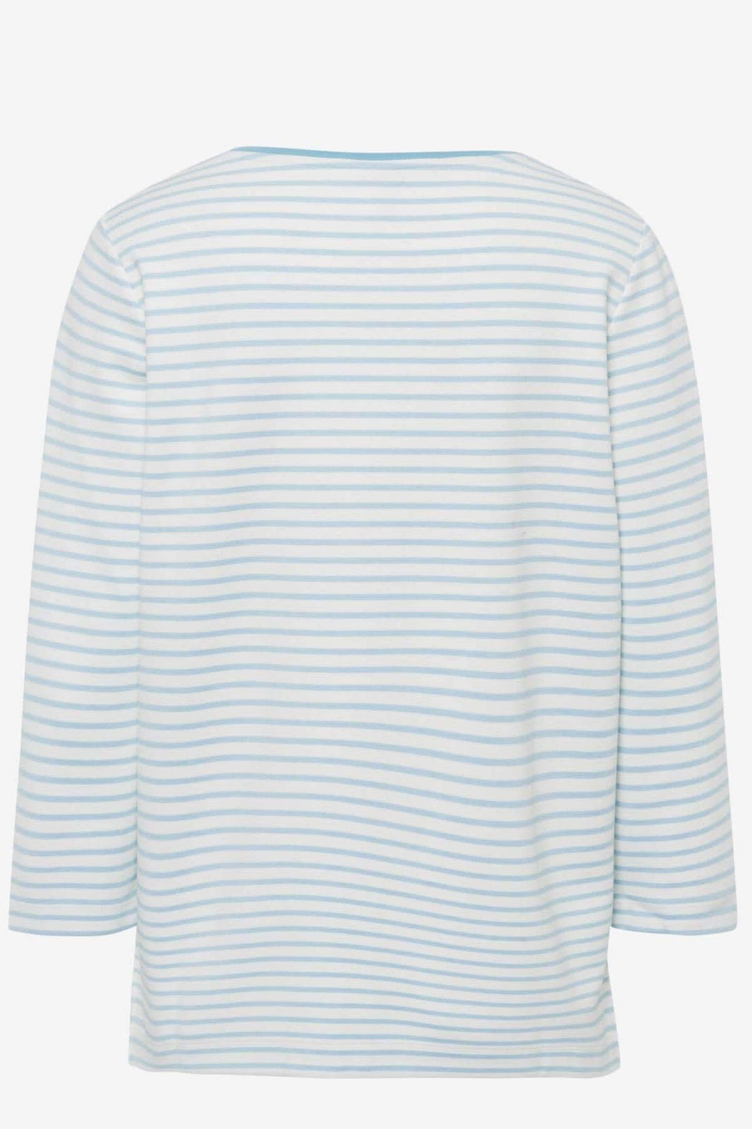 Chandail rayé pour femme BONNIE, vue arrière, style élégant et sportif, manches 3/4, tissu léger.