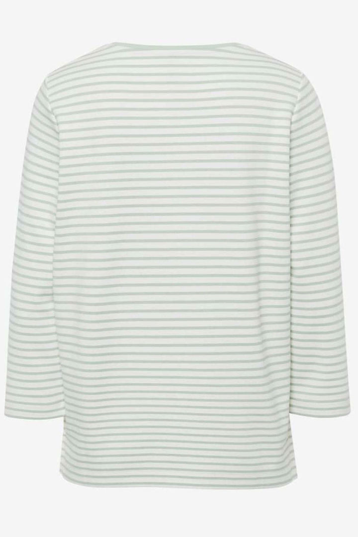 Chandail à rayures BONNIE pour femme, vue arrière, manches 3/4, design élégant et confortable.