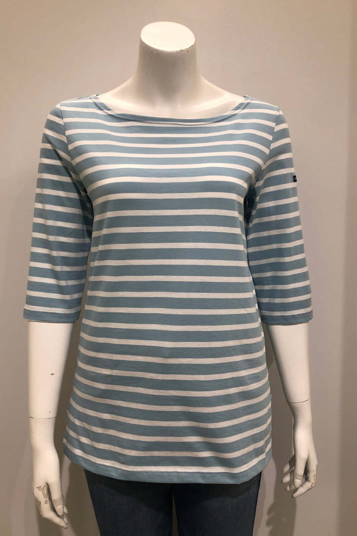 Chandail à rayures PHARE COTON avec encolure bateau, coupe droite et confort extensible, parfait pour un look décontracté.