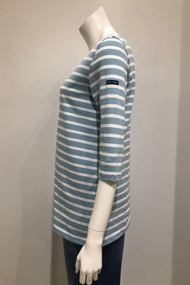 Chandail à rayures PHARE COTON à manches longues encolure bateau, style décontracté en tissu doux et extensible.