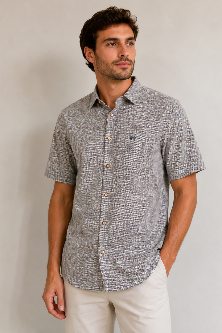 Chemise à manches courtes à motif géométrique