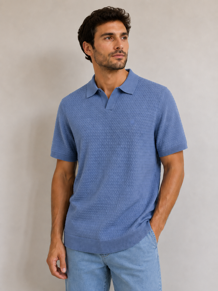 Polo manches courtes à maille texturée