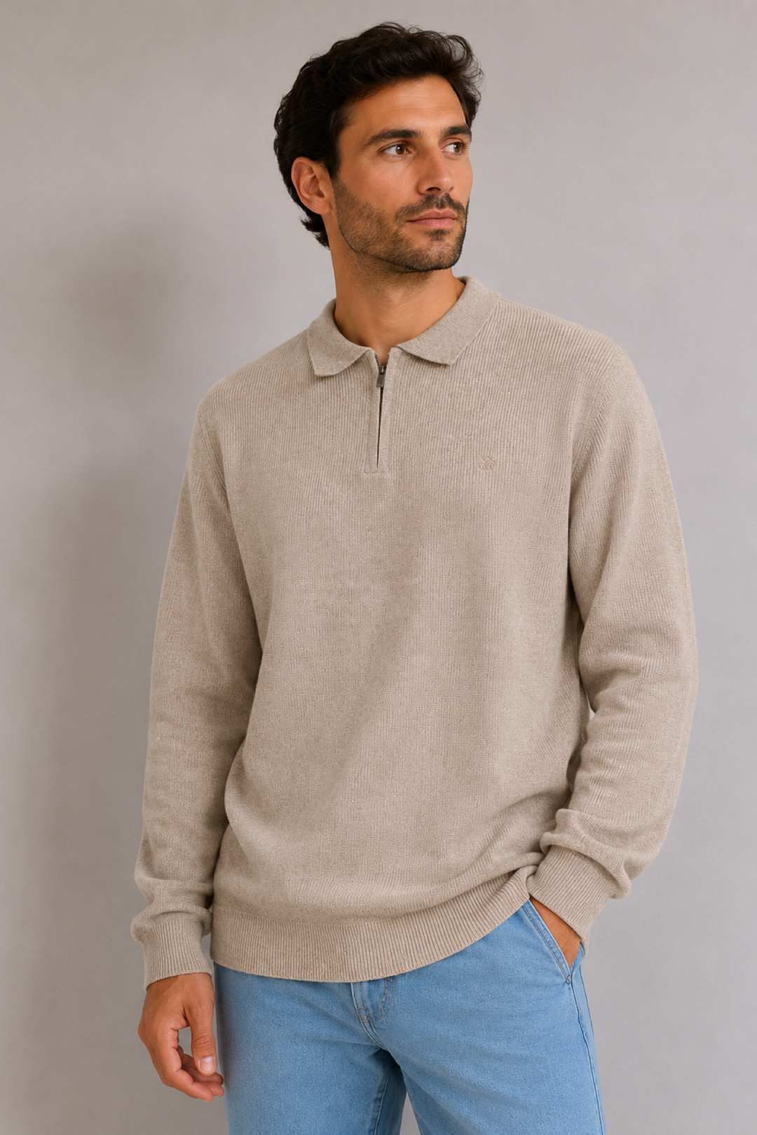 Zip-up polo shirt