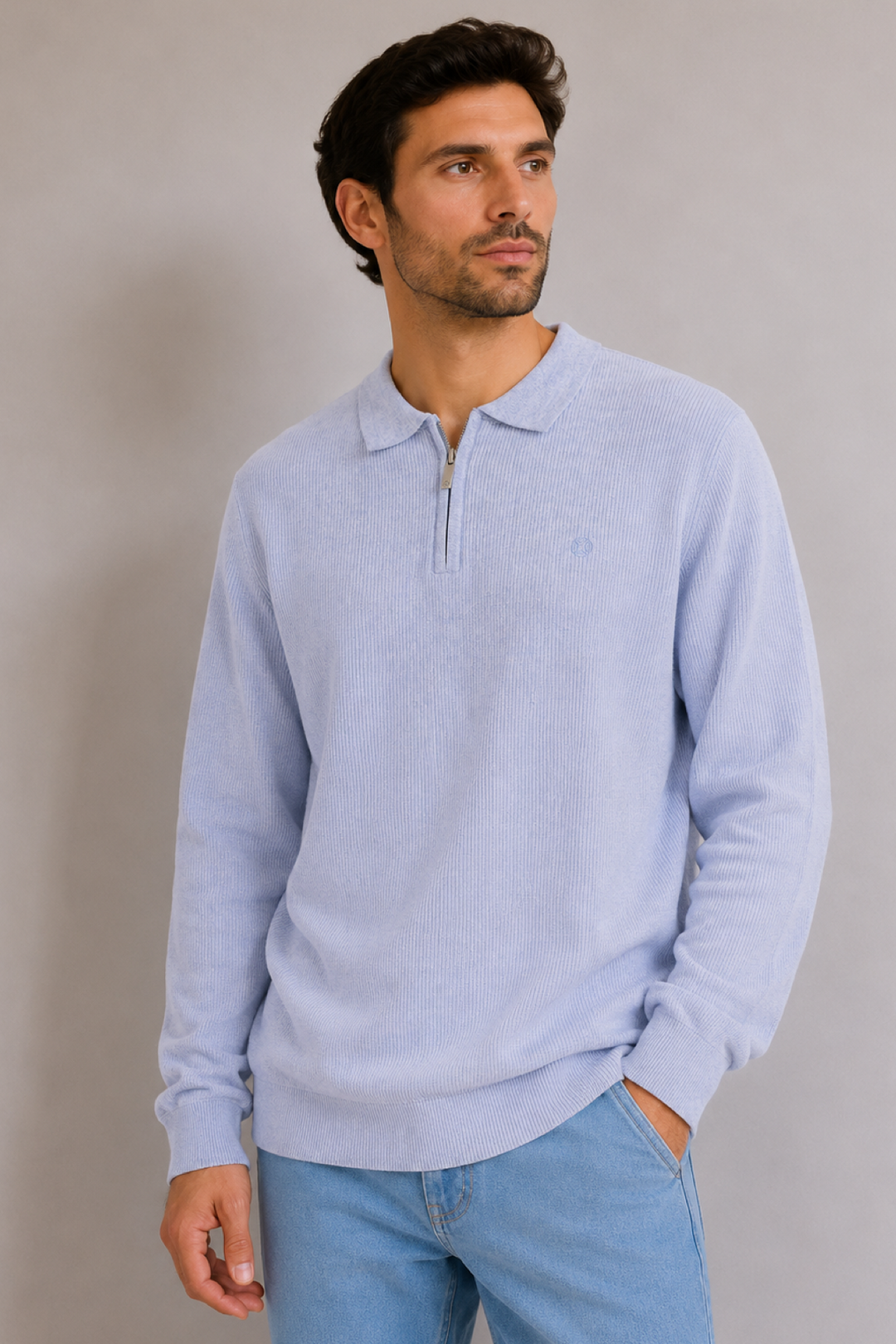 Zip-up polo shirt
