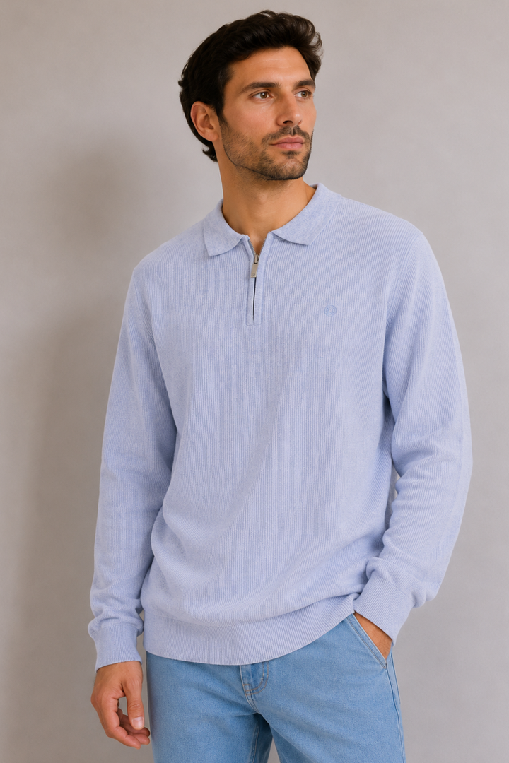 Zip-up polo shirt