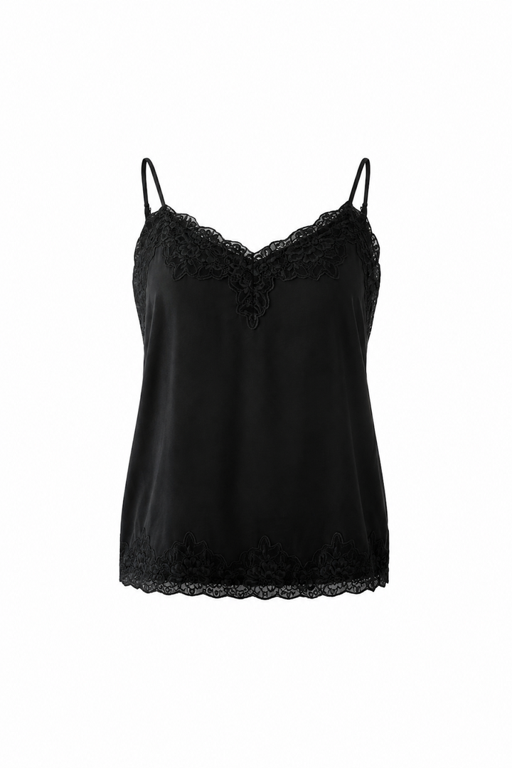 Camisole satinée à dentelle