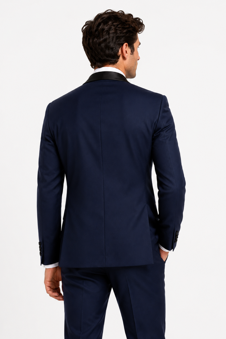 Full-length tuxedo with a satin shawl collar