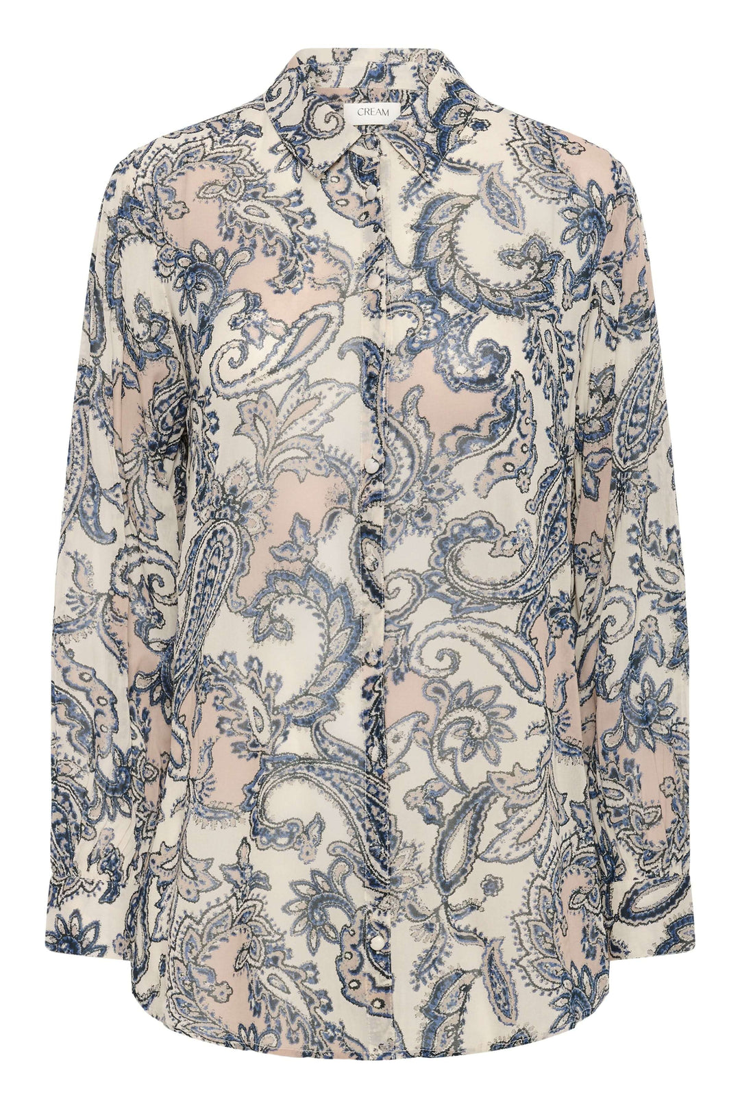 Chemise Bea avec motif paisley, coupe fluide et col classique, idéale pour un look élégant et confortable au quotidien.