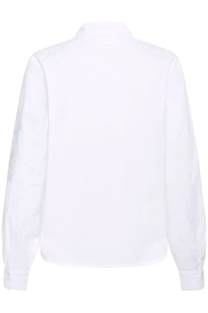 Vue arrière de la Chemise Jolene blanche avec motif floral, coupe droite et col classique pour style élégant et confortable.