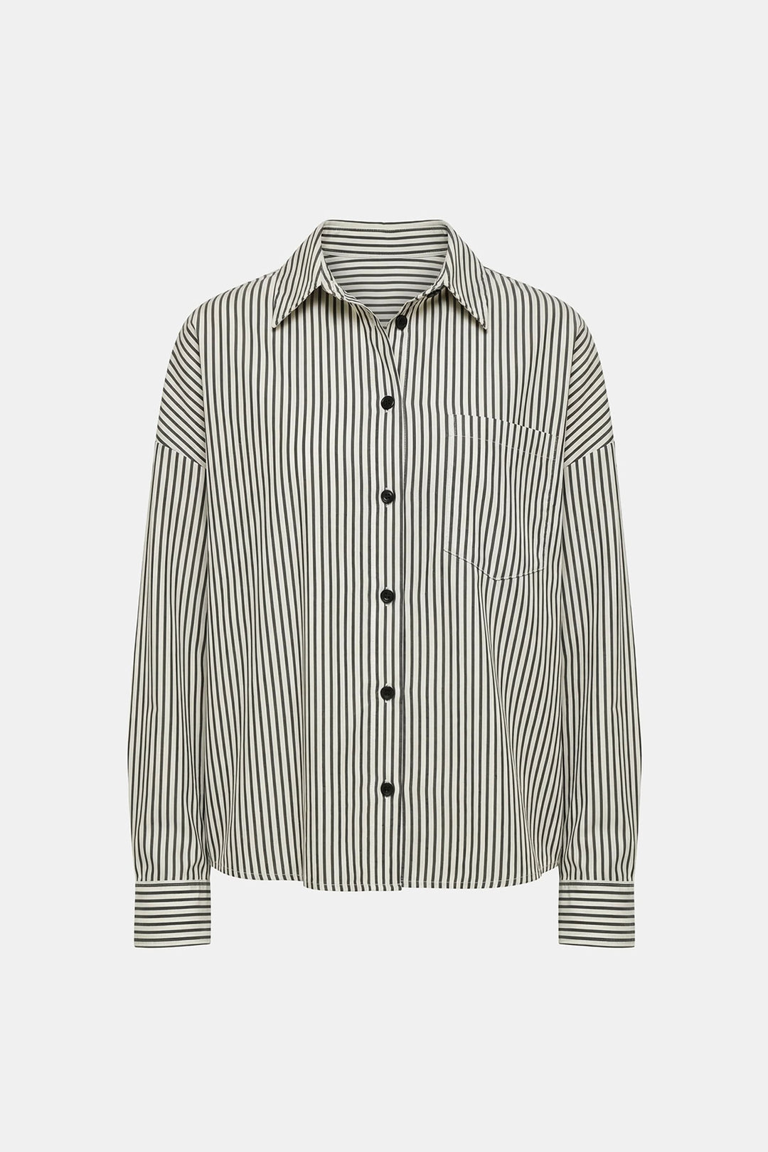 Chemise Lomeo rayée à coupe droite avec col classique et fermeture boutonnée, manches longues et poche poitrine.