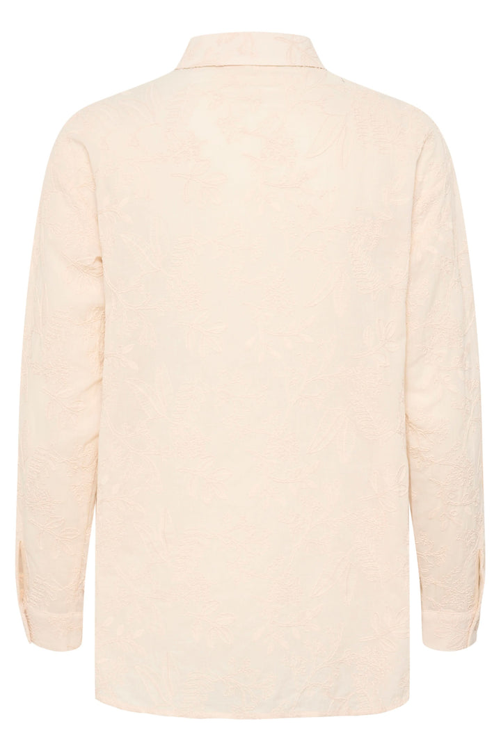 Chemise Luna élégante avec broderies florales, vue arrière, coupe fluide et style romantique.