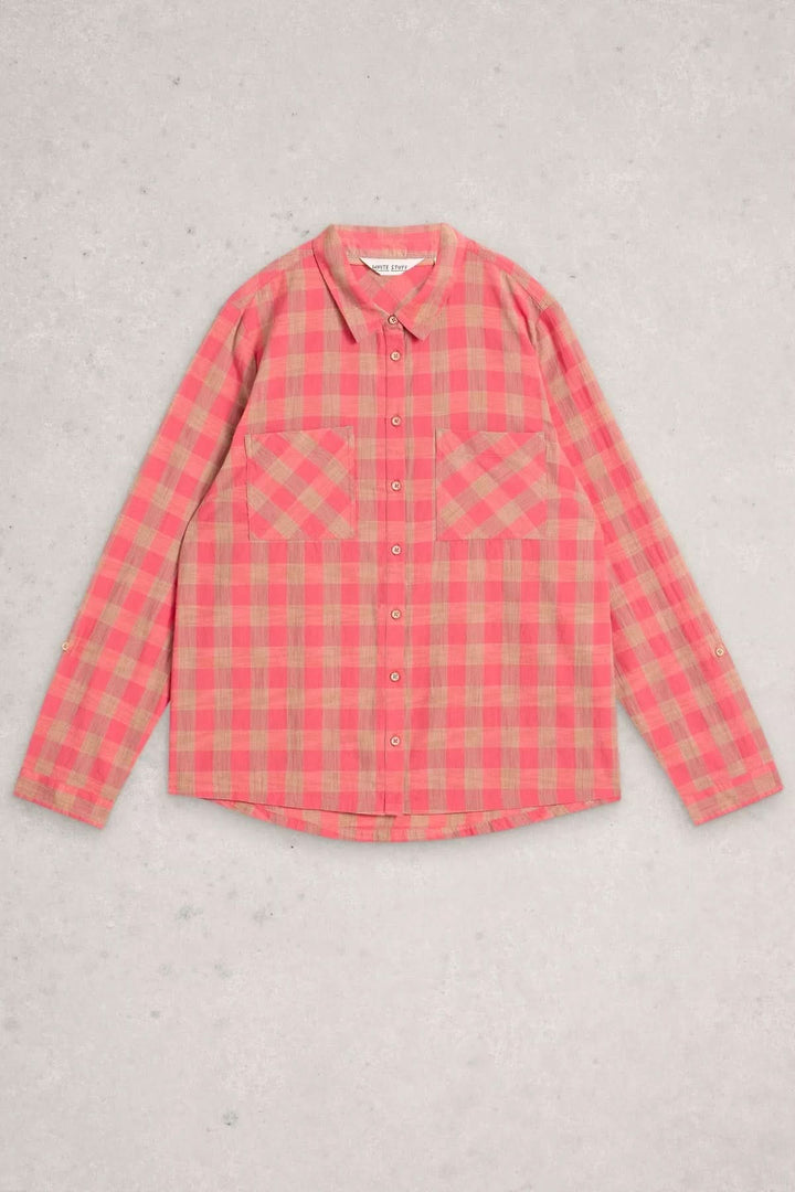 Chemise à col à carreaux Sophie avec motif à carreaux rouges et coupe décontractée idéale pour un style quotidien.