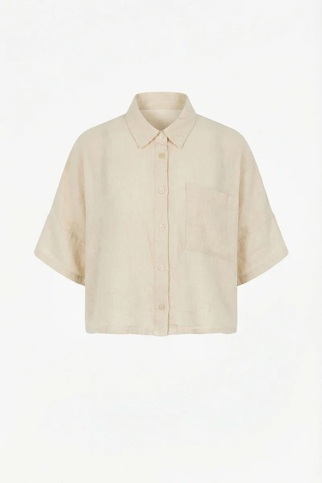 Chemise courte en lin à coupe ample avec poche plaquée.