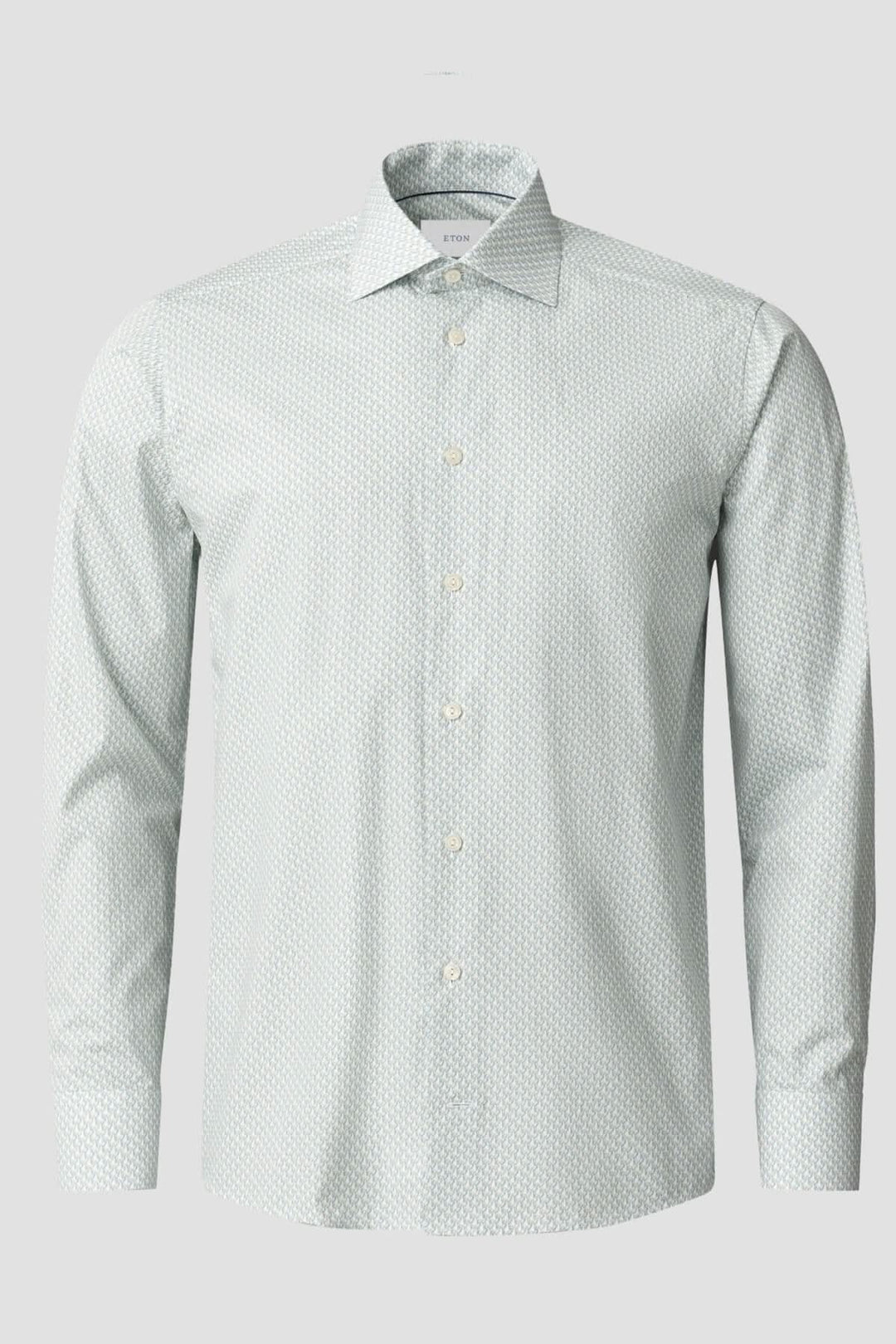 Chemise de coton habillée à imprimé perroquet en vert et bleu, élégante et confortable pour occasions spéciales.