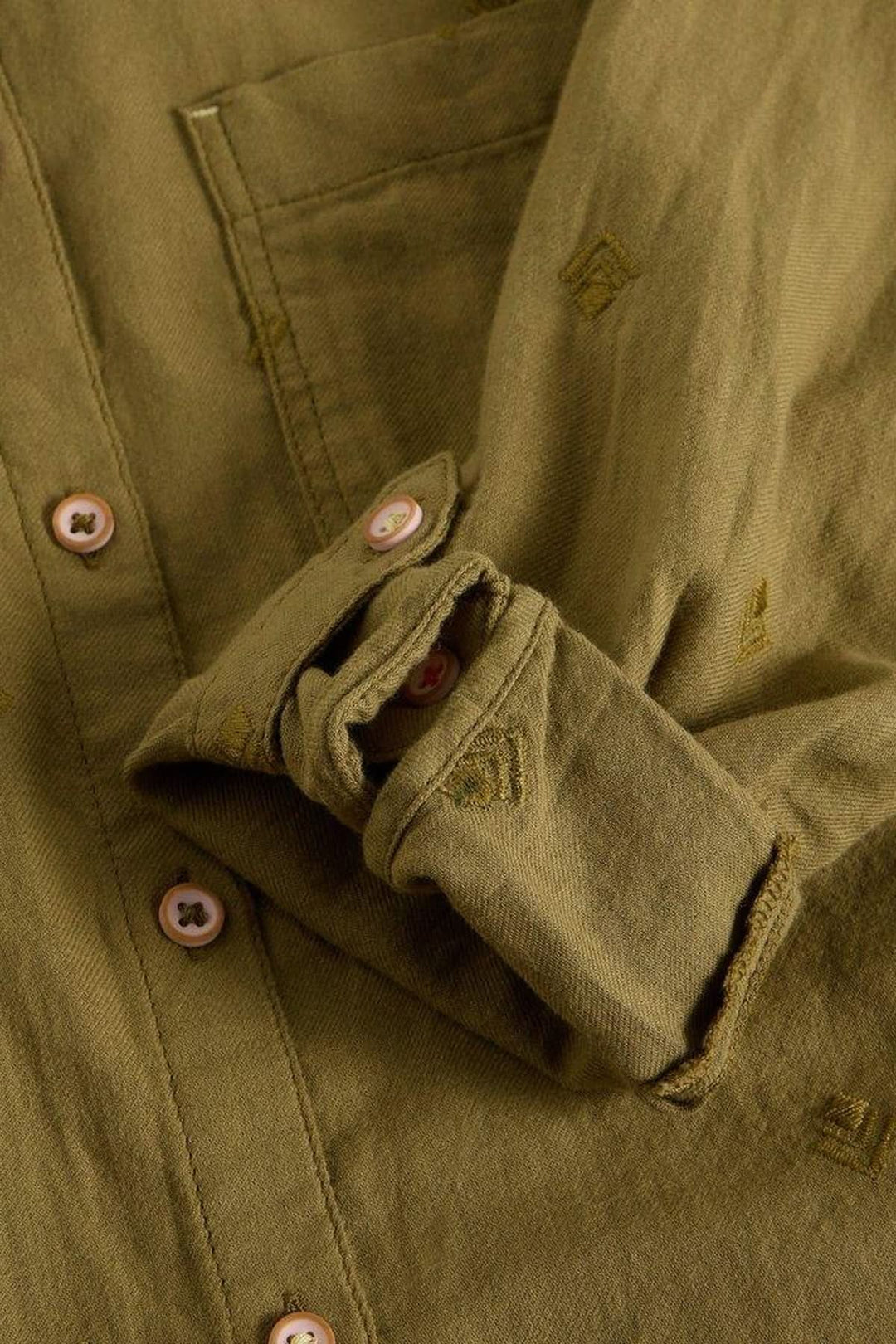 Patterned cotton shirt with roll-up sleeves