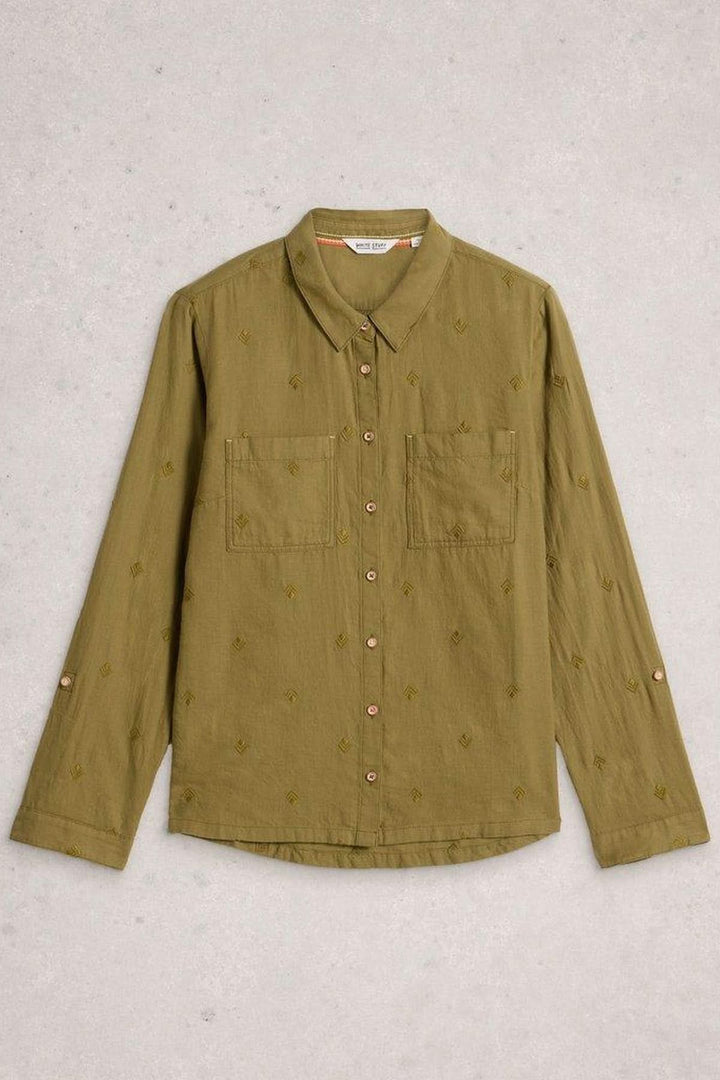 Patterned cotton shirt with roll-up sleeves