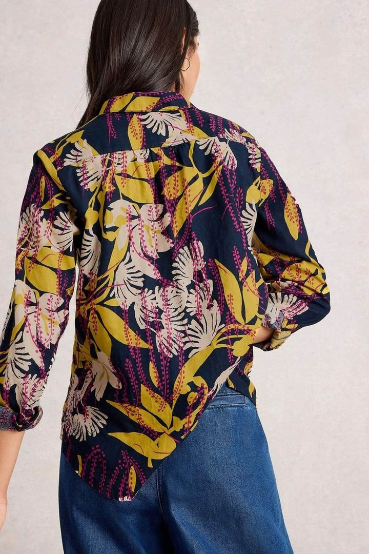 Patterned cotton shirt with roll-up sleeves