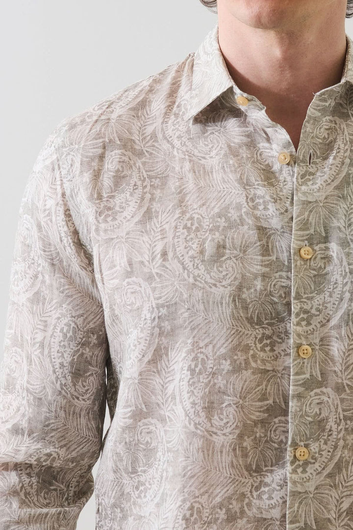 Paisley-print linen shirt