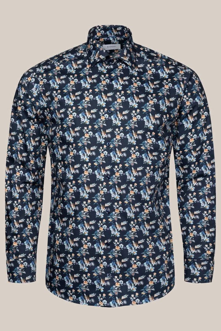 Chemise à fleurs avec manches longues, boutons à l&