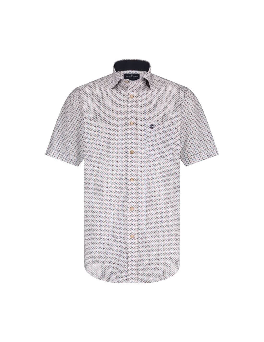 Chemise à manches courtes avec imprimé coloré de motos, idéale pour un look estival décontracté.