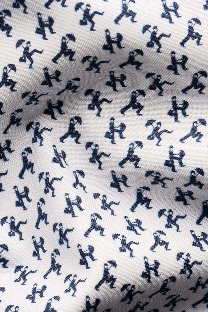 Imprimé original de silhouettes en mouvement sur tissu pour chemise habillée élégante.