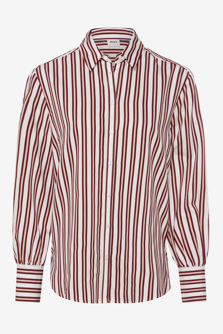 Chemise ligné Vic à rayures rouge et blanc, coupe droite, col classique et boutons sur le devant, élégance et confort moderne.