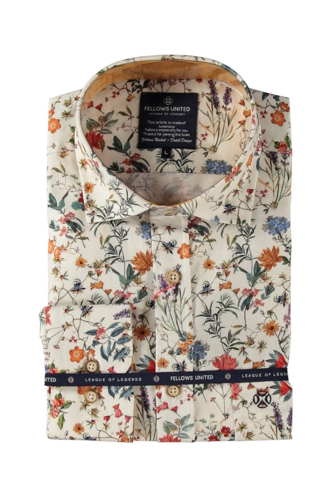 Chemise à manches courtes avec imprimé floral coloré sur fond clair, idéale pour les journées estivales.