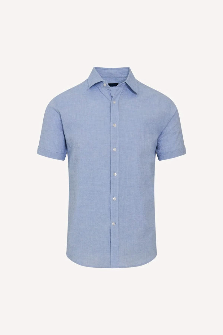 Chemise à manches courtes en seersucker extensible