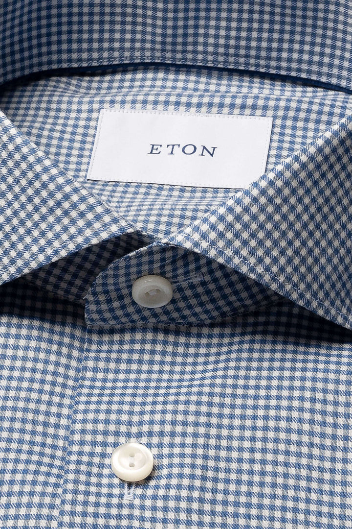 Chemise à carreaux ETON avec col classique et boutons nacrés, style moderne et élégant.
