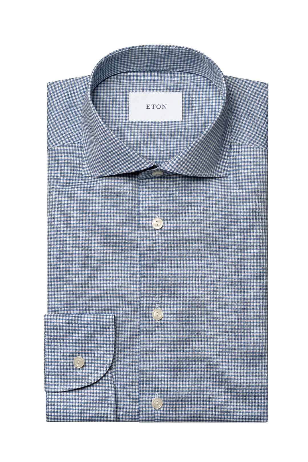 Chemise à carreaux Eton avec col classique et boutons nacrés, style élégant et moderne.
