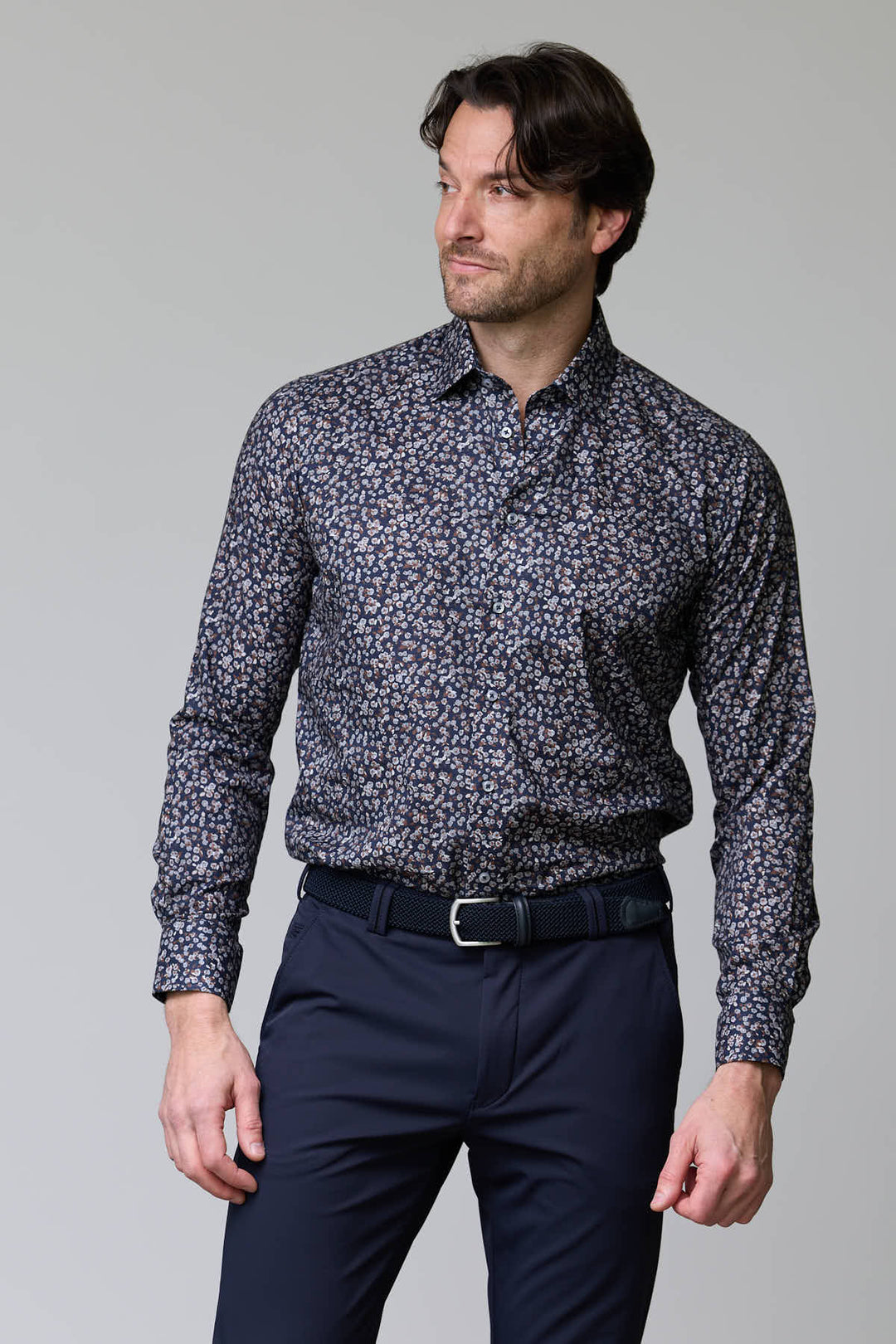Shirt with abstract floral pattern
