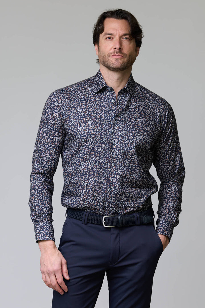 Shirt with abstract floral pattern