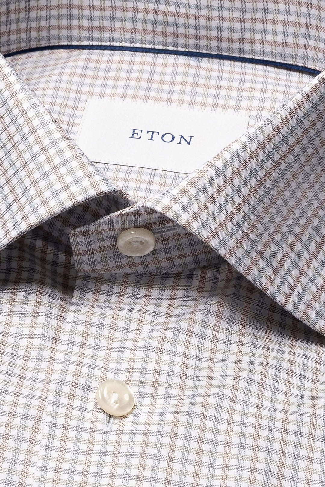 Chemise à motif micro-carreaux Eton, coupe ajustée et col classique, idéale pour le bureau ou les sorties élégantes.