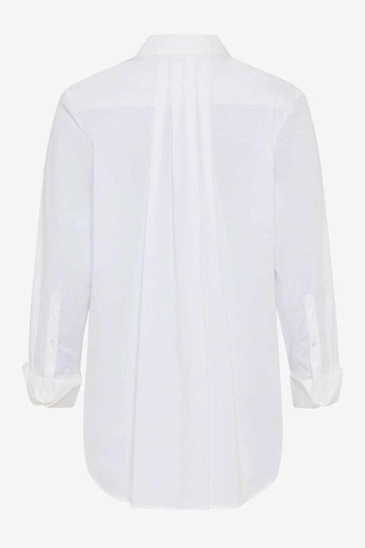 Chemisier classique VIKI vue arrière, col boutonné, manches longues et plis élégants.