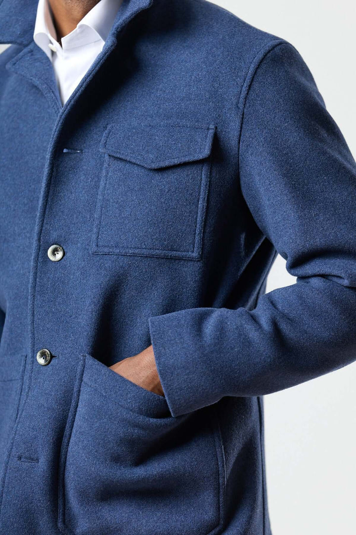 Wool jacket with patch pockets